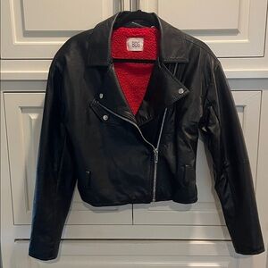 BDG Black Jacket with Red Interior